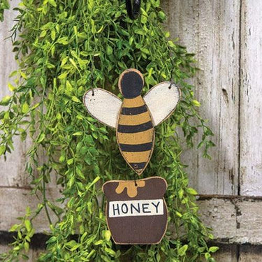 Distressed Wooden Honey Bee Hanger - The Fox Decor